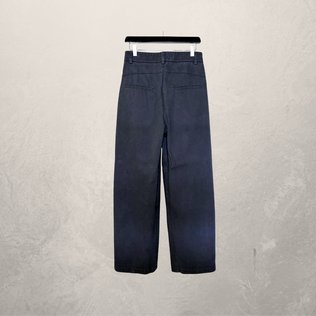 Tony Cohen marineblauwe katoenen broek met hoge taille 34