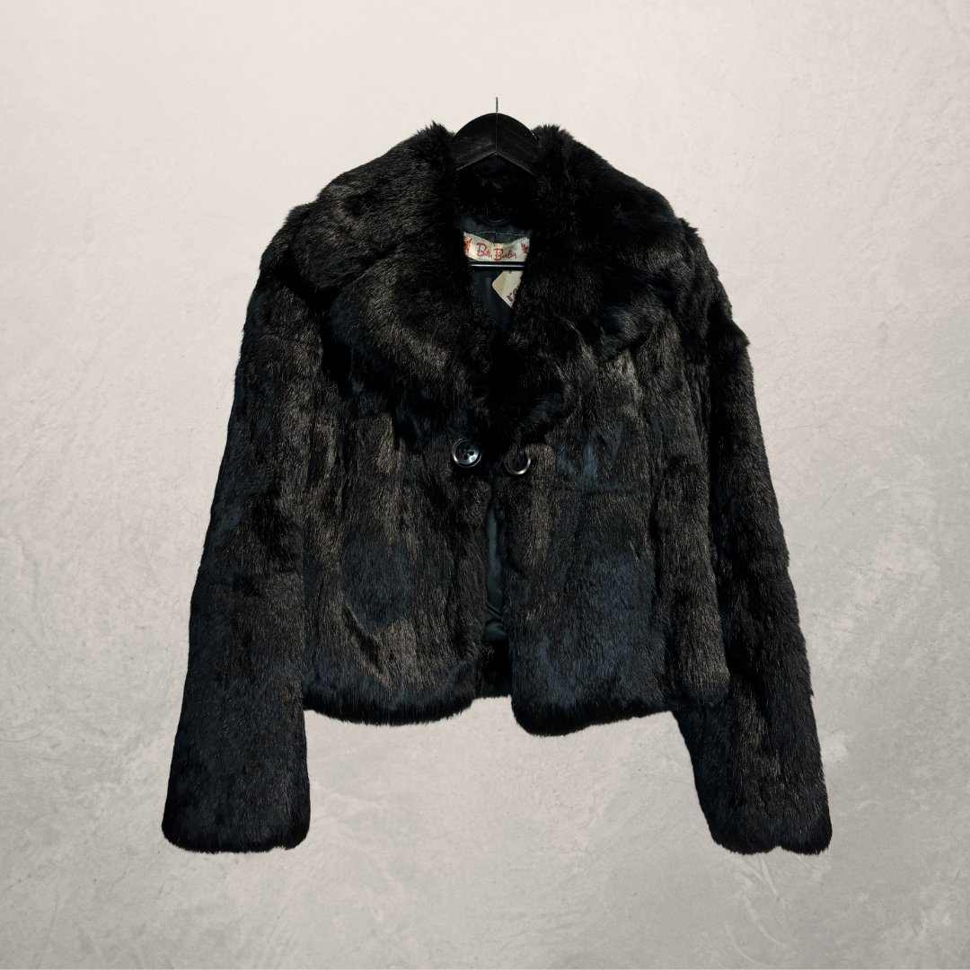 Vintage 100% black fur coat S/M