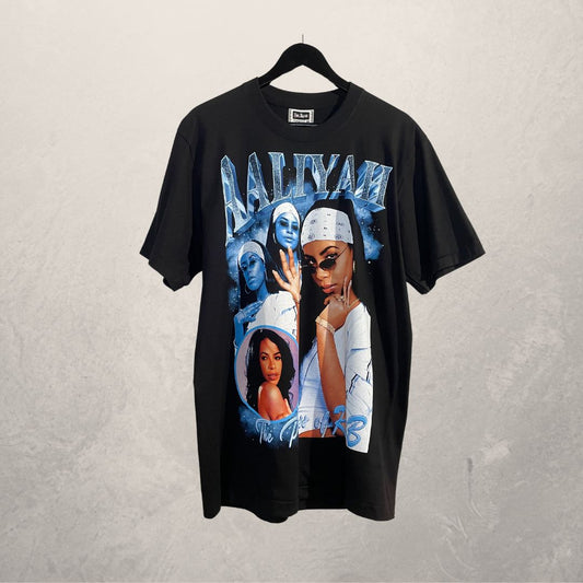 Vintage Aaliyah zwart grafisch t-shirt L