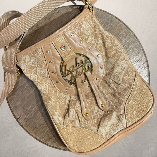 Vintage Baby Phat beige monogram cross body bag