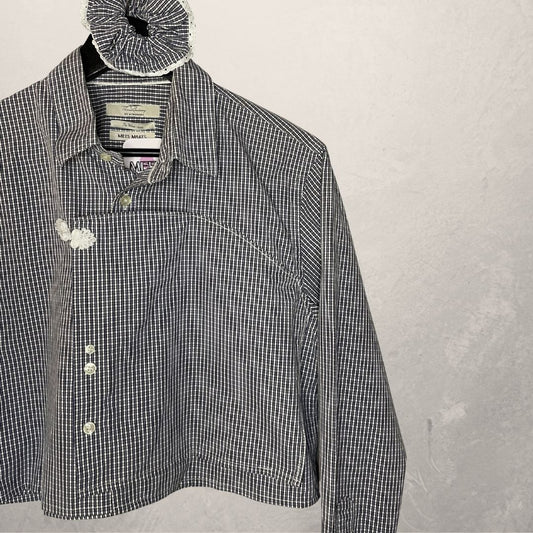 Vintage Burberry brown and white checkered blouse M/L- By Mees.Makes