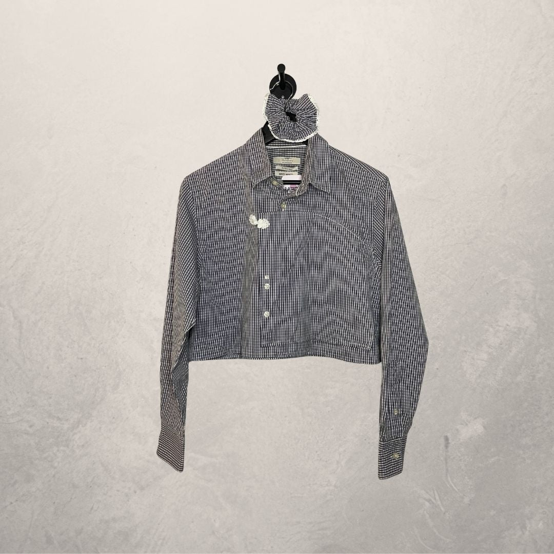 Vintage Burberry brown and white checkered blouse M/L- By Mees.Makes