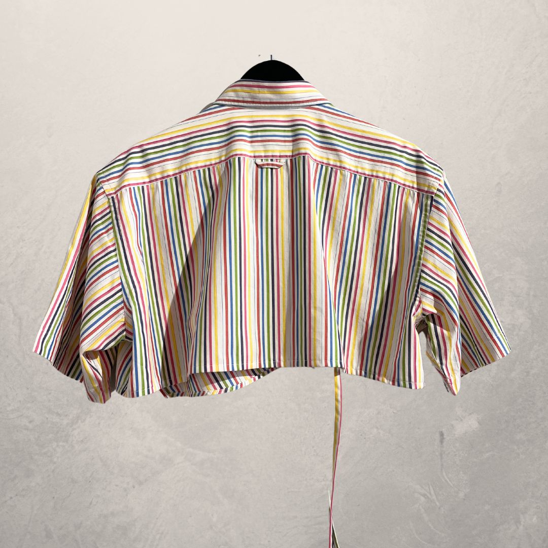 Vintage Burberry multi colored cropped wrap tie blouse S/M- By Mees.Makes
