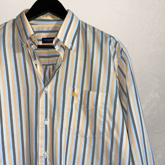 Vintage Burberry orange stripe shirt M- as seen on Carice van Houten