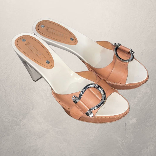 Vintage Celine bruin lederen platform hakken 38