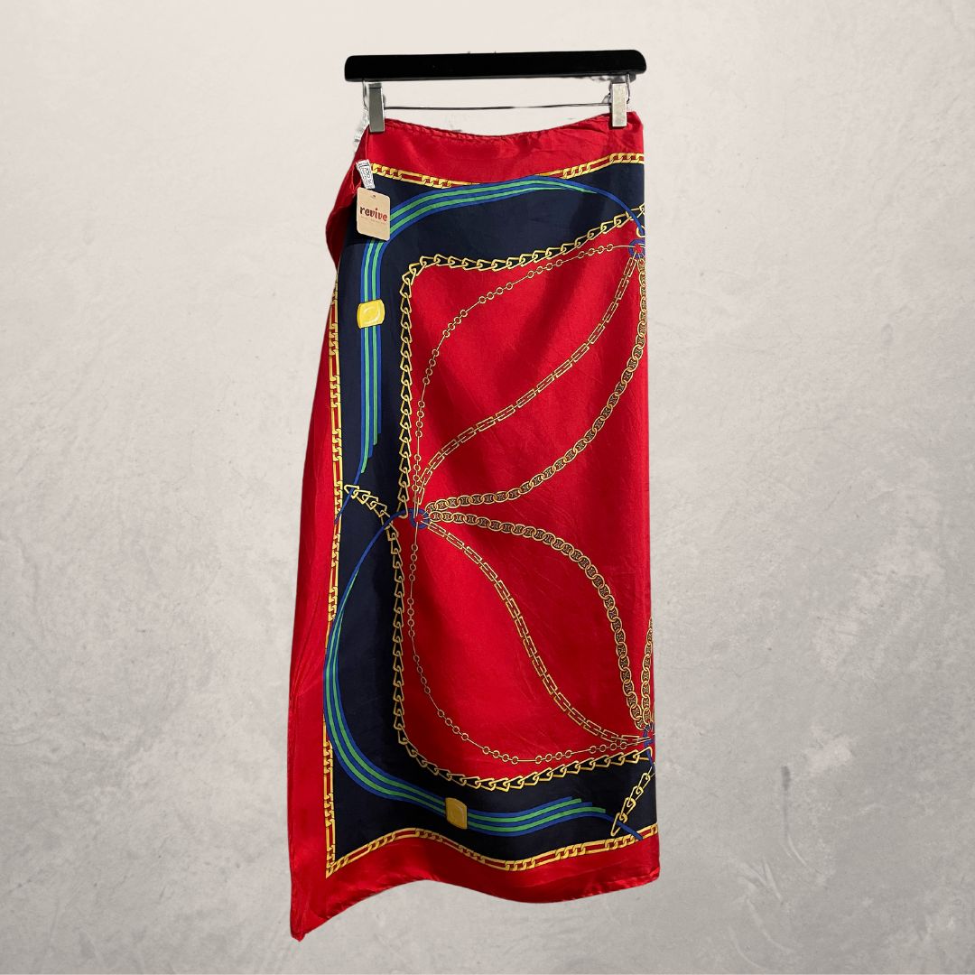 Vintage Celine red 100% silk printed scarf 90cm x 90cm