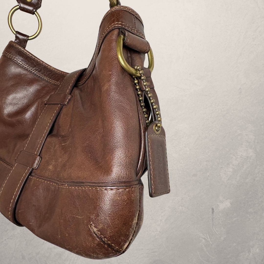 Vintage Coach brown leather handbag OS