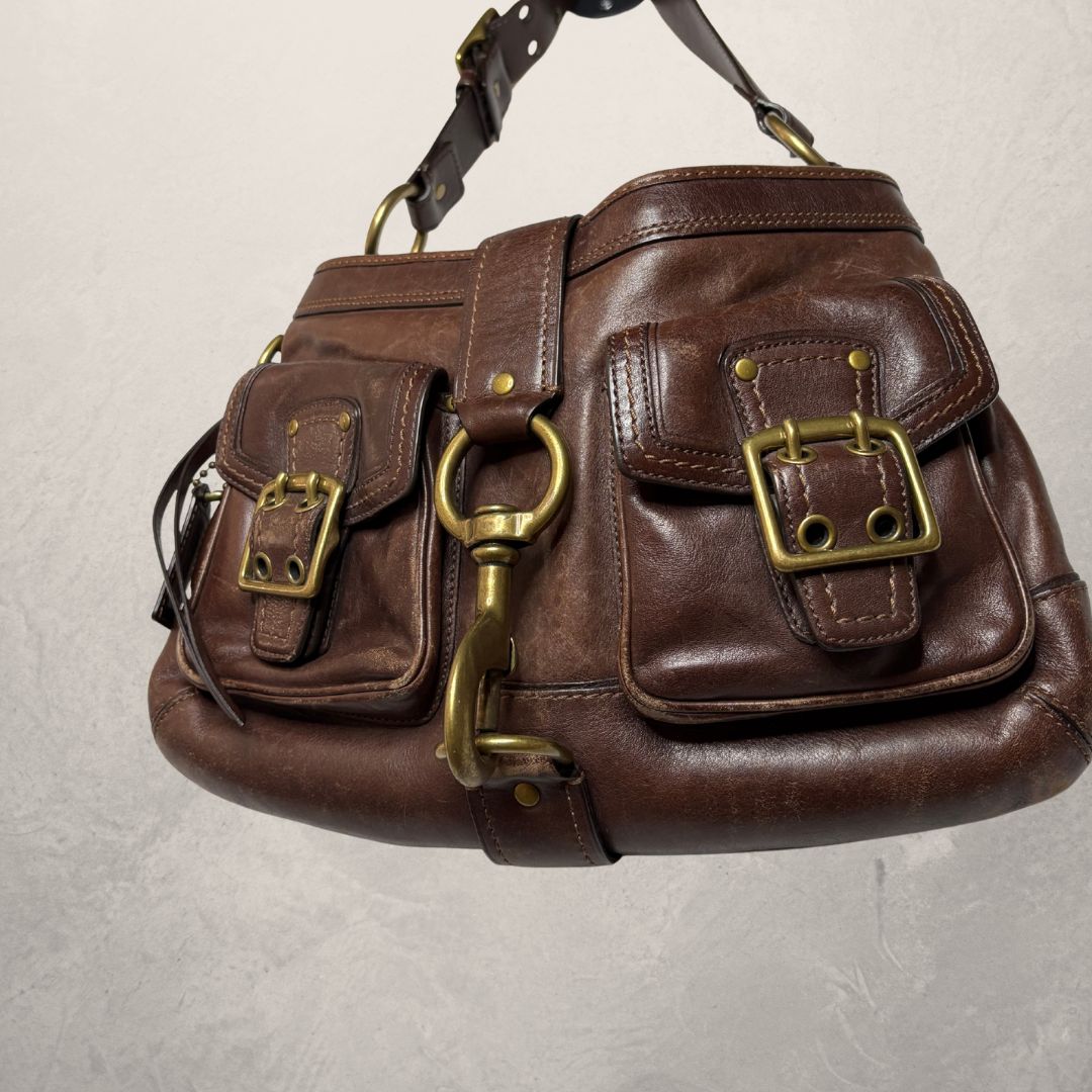 Vintage Coach brown leather handbag OS