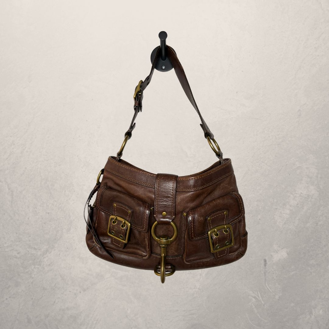 Vintage Coach brown leather handbag OS