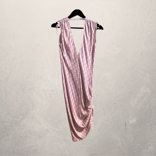 Vintage Dior "Diorissimo" door John Galliano 2004 roze bloemenjurk S/M