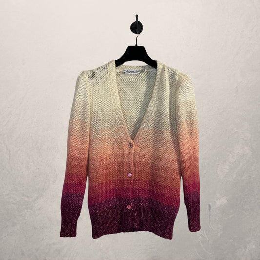 Vintage Dior pink gradient mohair blend cardigan M