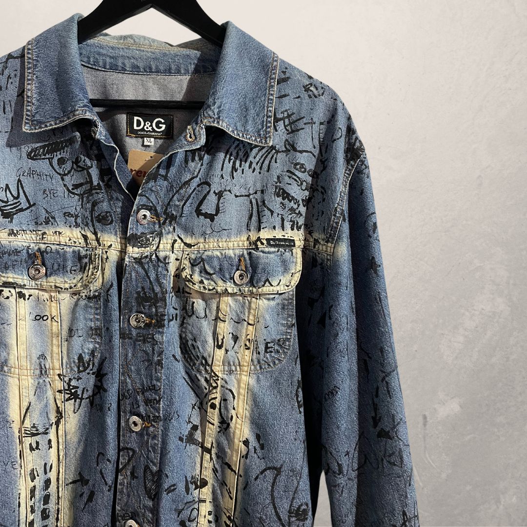 Vintage Dolce & Gabbana denim graffiti jacket L