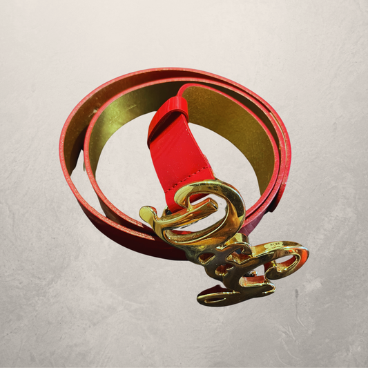 Vintage Dolce & Gabbana red/gold pleather belt S