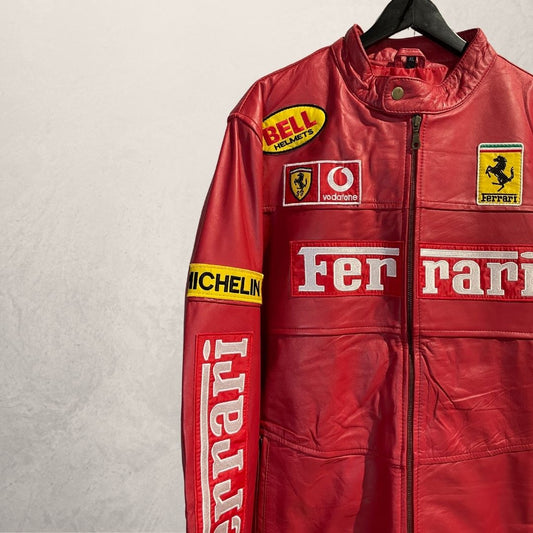 Vintage Ferrari red leather race jacket XL