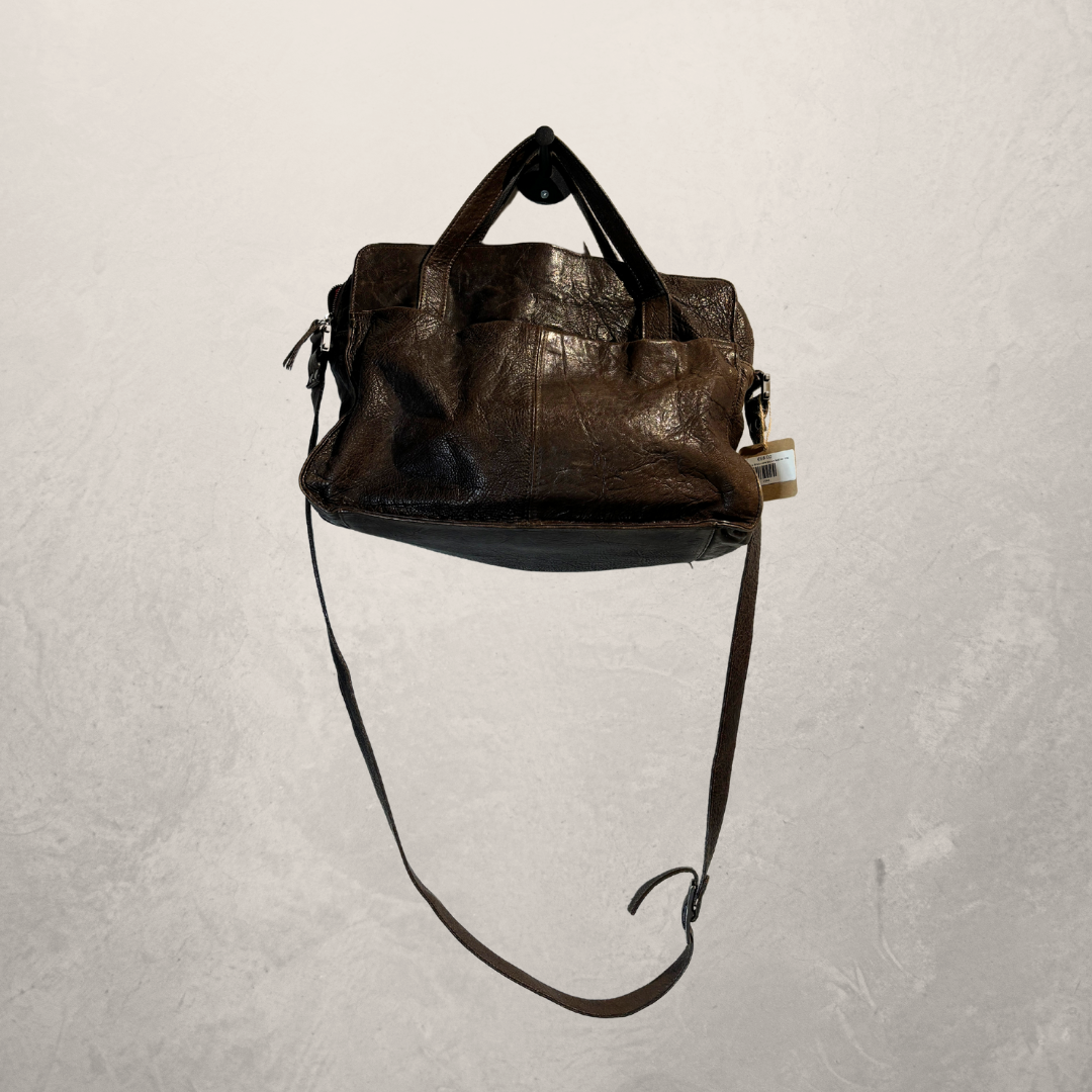 Vintage Fred de la Bretoniere brown leather messenger bag
