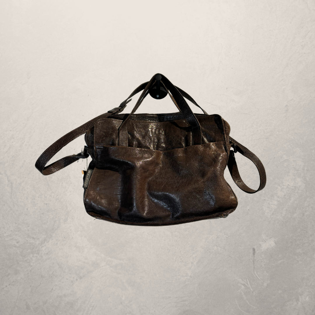 Vintage Fred de la Bretoniere brown leather messenger bag