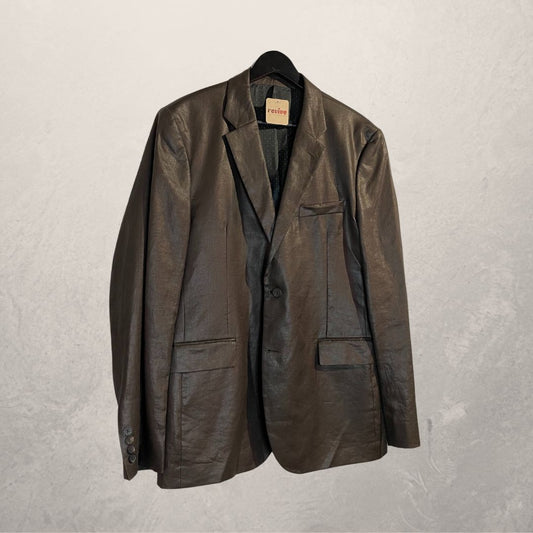 Vintage Givenchy bruin glanzende blazer 54