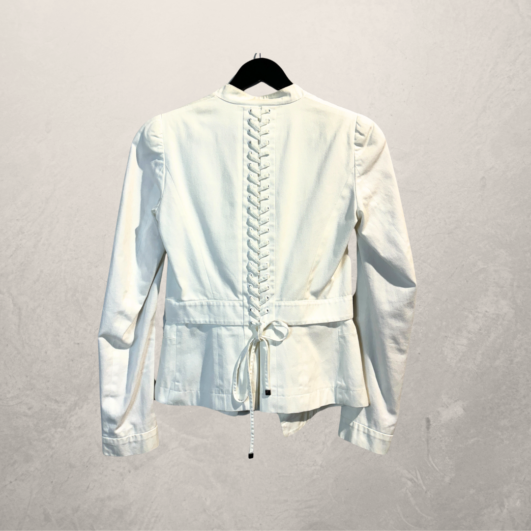 Vintage Givenchy white lace up fitted jacket S