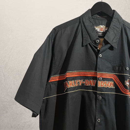 Vintage Harley Davidson zwart/oranje shirt XL