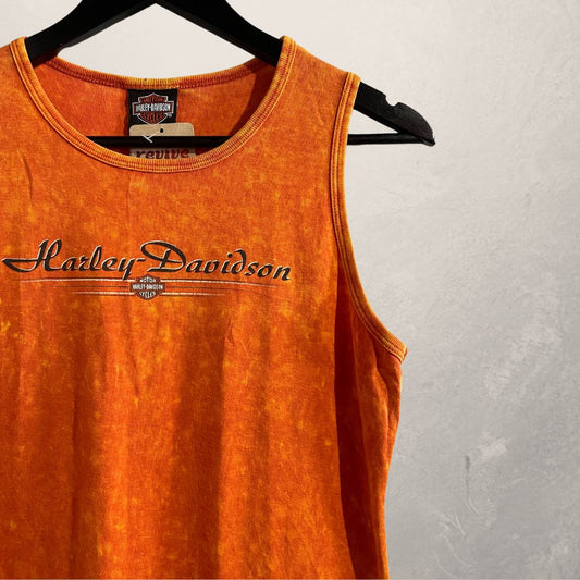 Vintage Harley Davidson oranje tanktop L