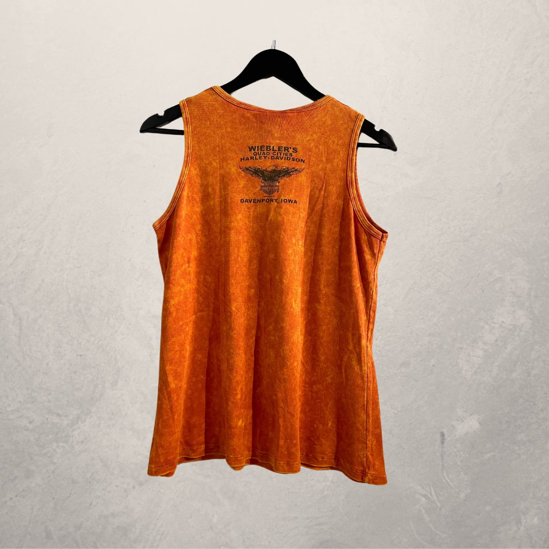 Vintage Harley Davidson orange tank top L