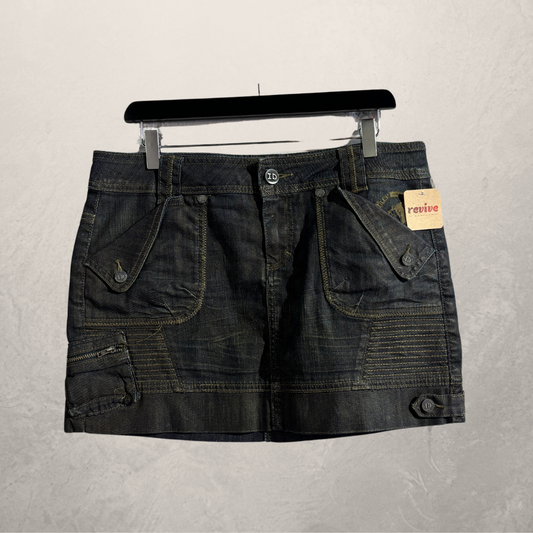 Vintage ID donkerblauwe denim rok L