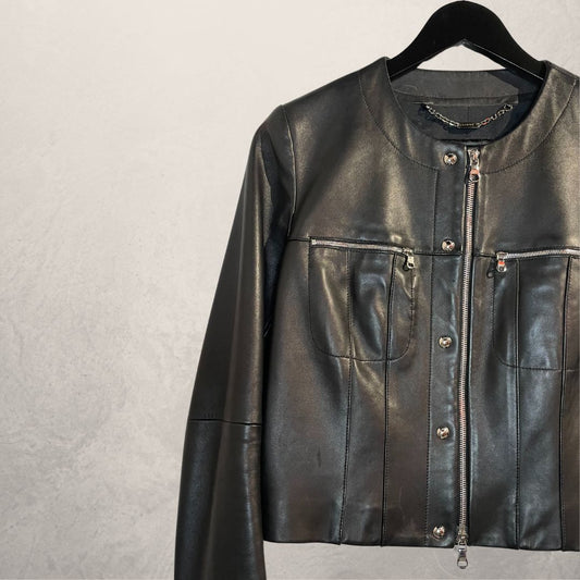 Vintage Loewe black 100% lamb leather shacket S/M
