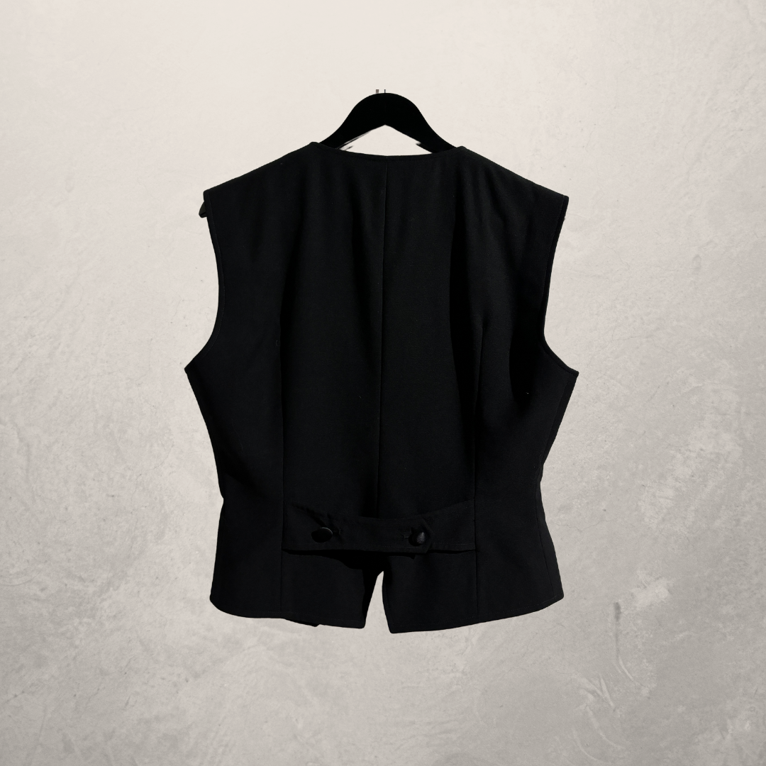 Vintage Loewe zwart getailleerd (100% wol) vesttop M