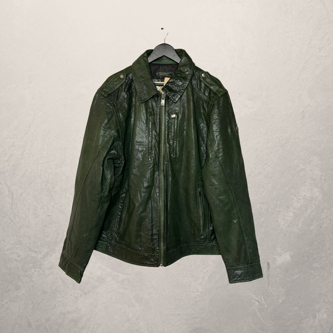 Vintage Milestone green leather jacket L/XL