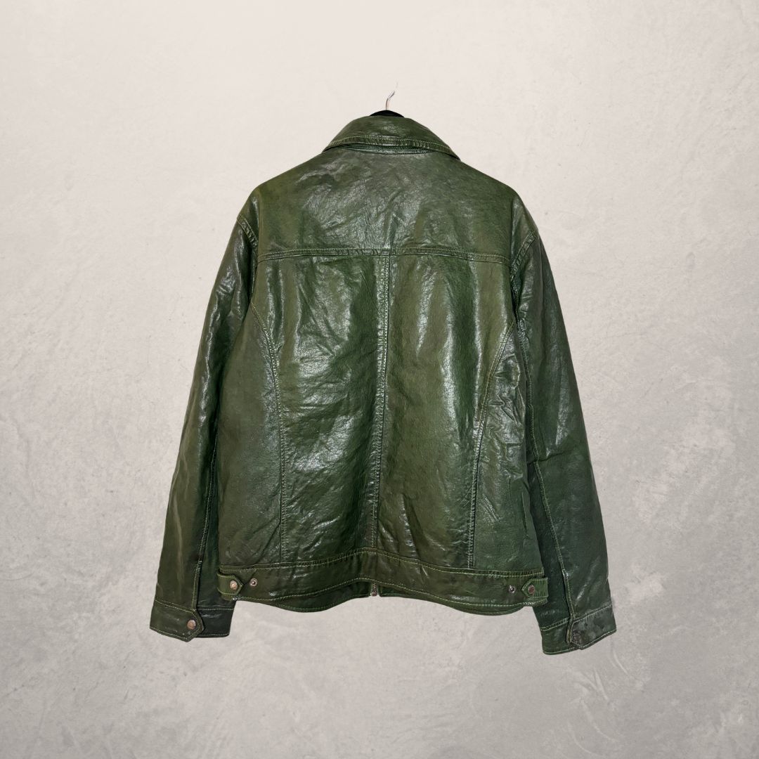 Vintage Milestone green leather jacket L/XL