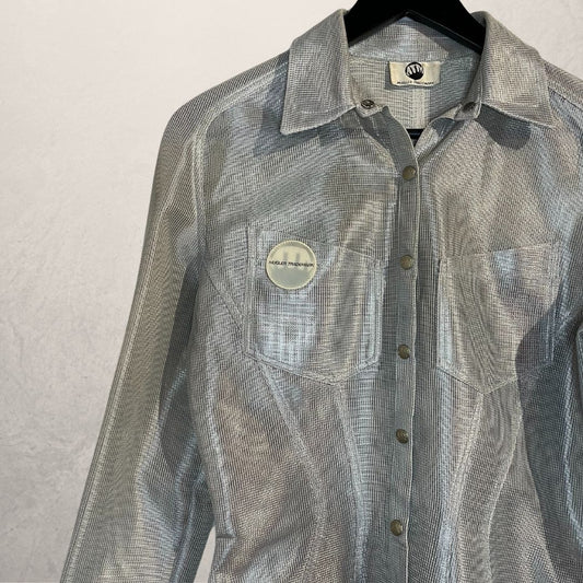 Vintage Mugler silver mesh fitted shirt S