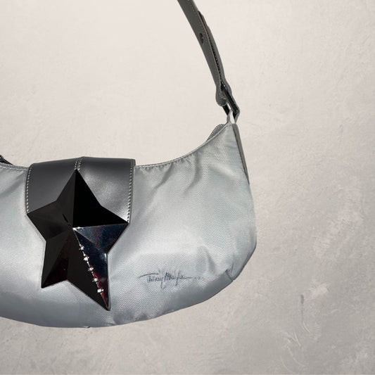 Vintage zilveren schoudertas van Mugler