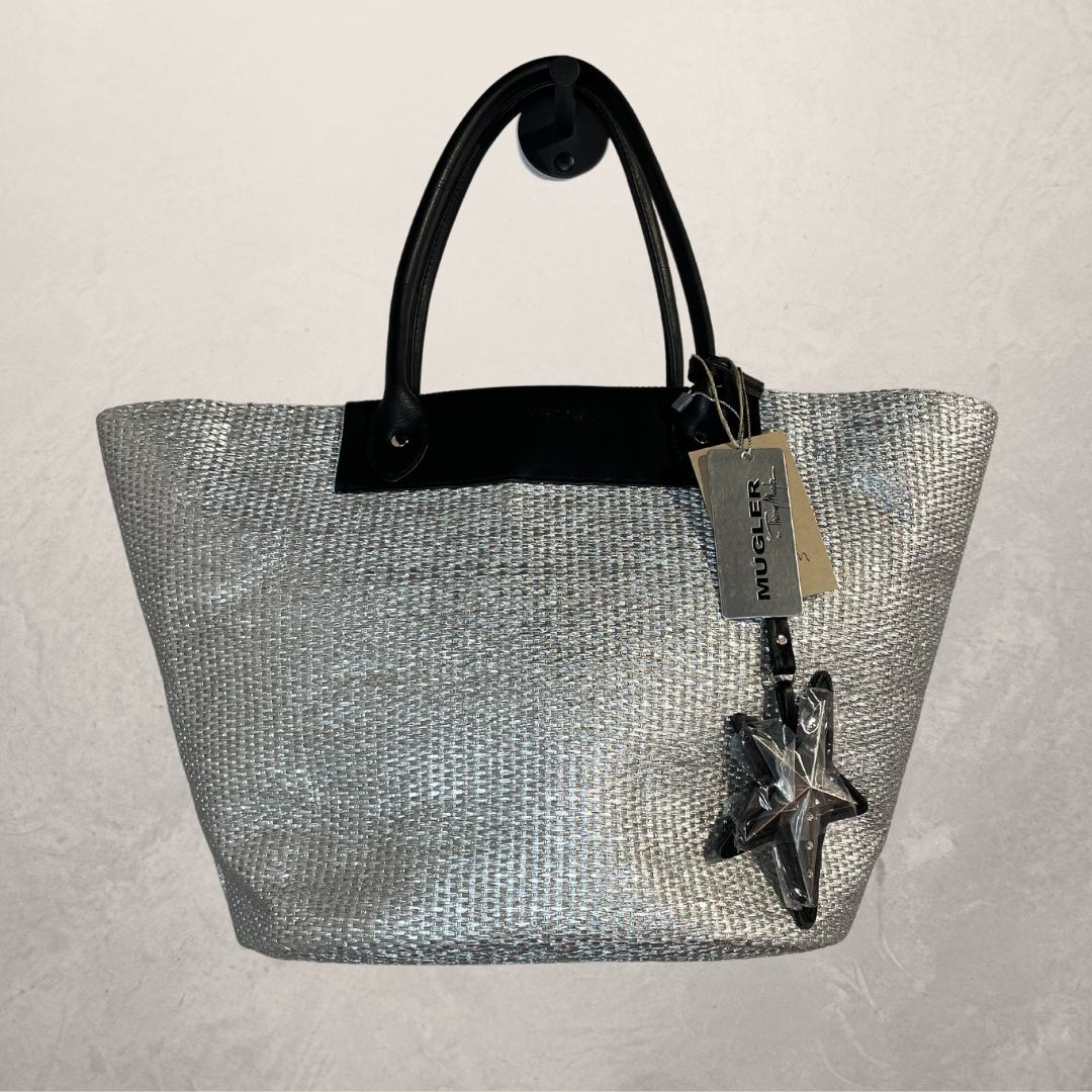 Vintage Mugler silver woven tote bag