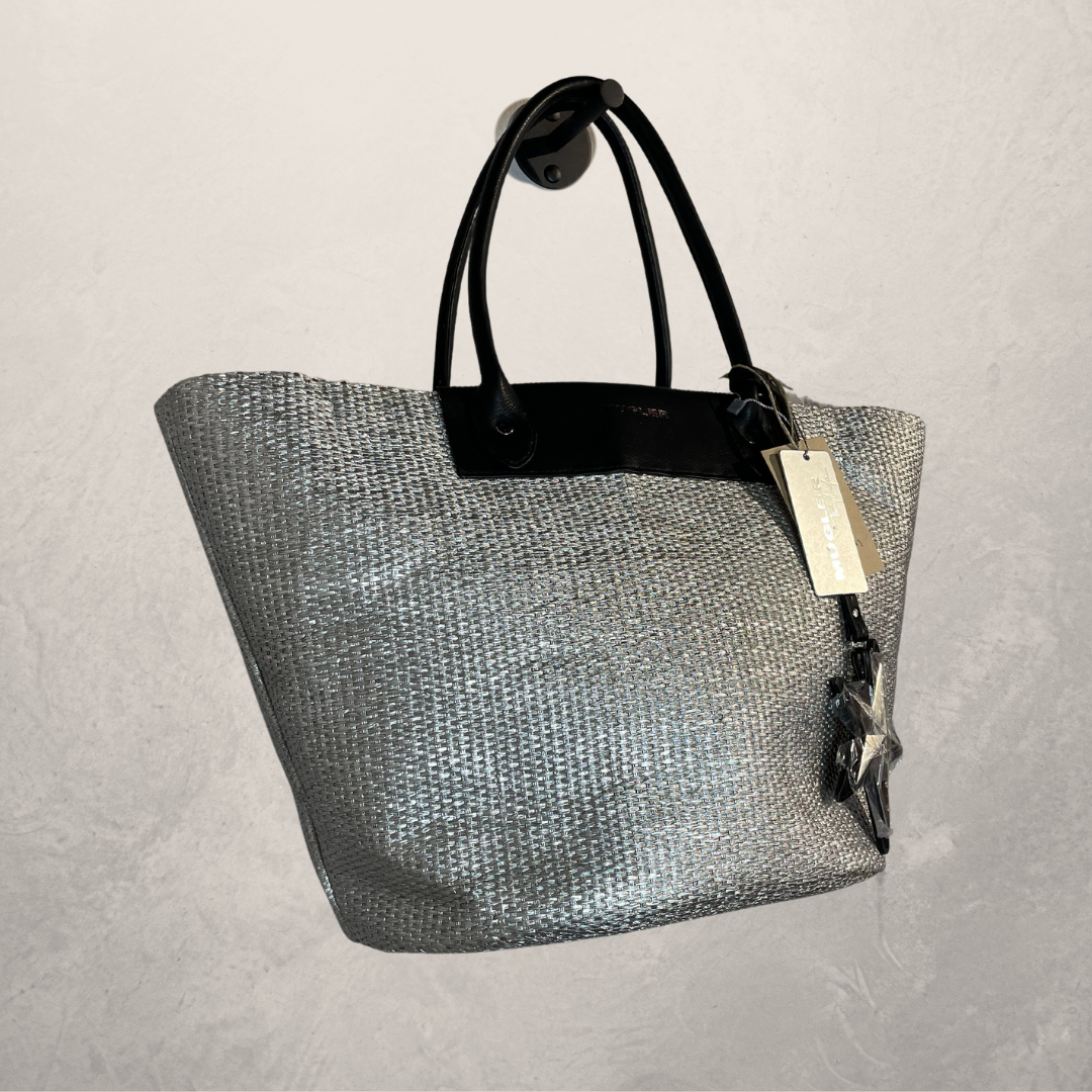 Vintage Mugler silver woven tote bag