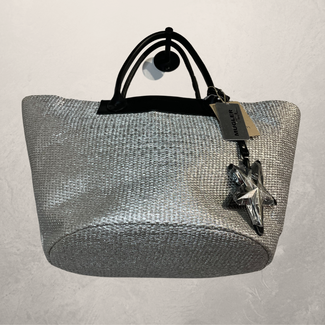 Vintage Mugler silver woven tote bag