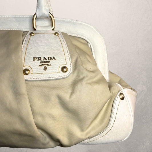 Vintage Prada white gold shoulder bag
