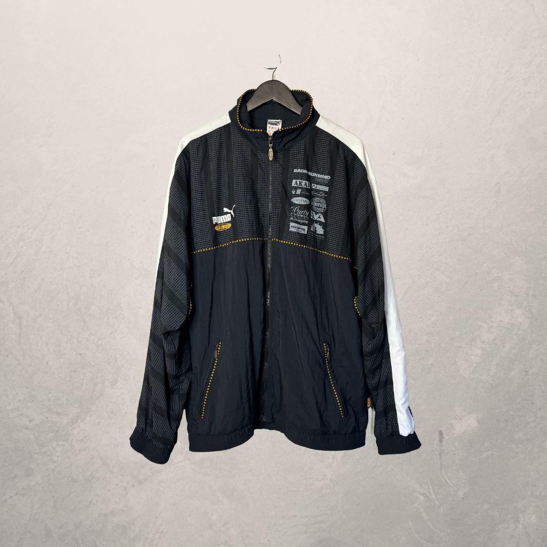 Vintage Puma zwart geel hardloopjack L