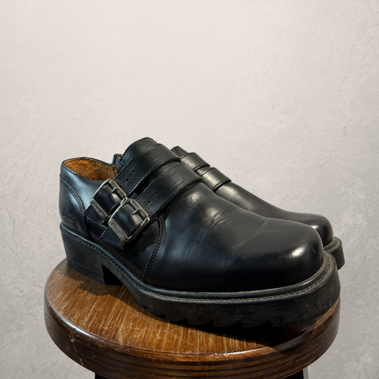Vintage Rovers zwarte leren loafers 44- van Selectedwithlove.nl