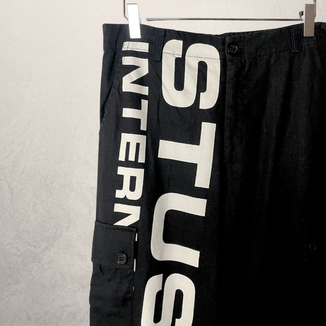 Vintage Stussy black linnen capri pants S
