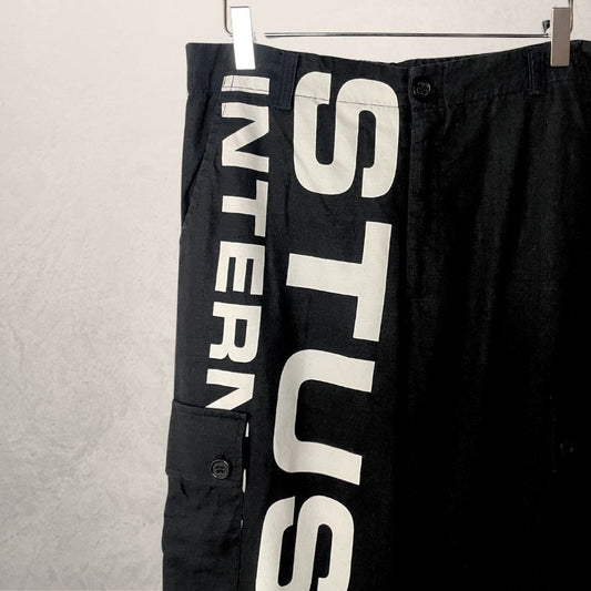 Vintage Stussy black linnen capri pants S