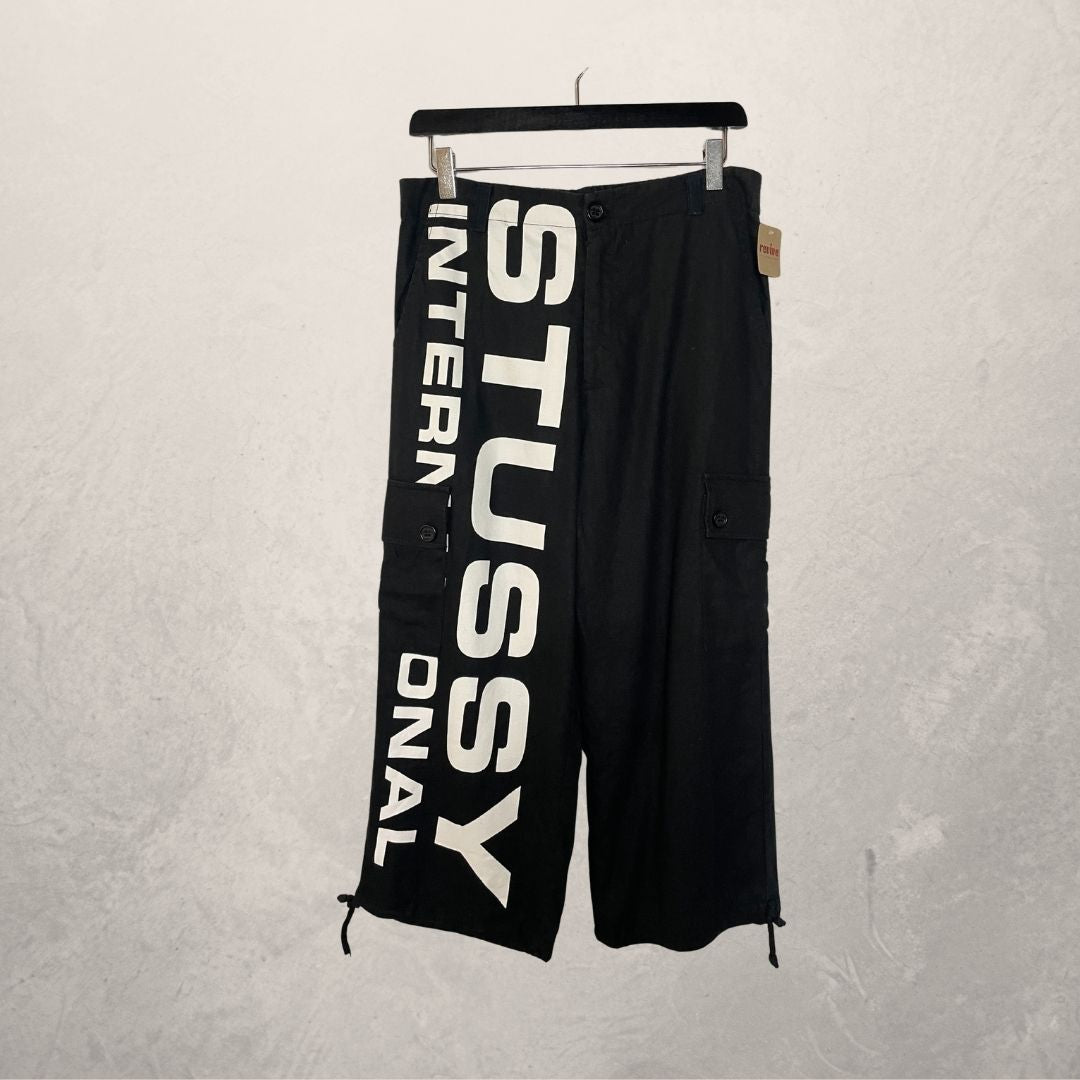 Vintage Stussy black linnen capri pants S