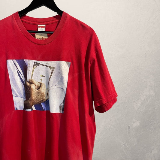 Vintage Supreme red religious graphic t shirt XL