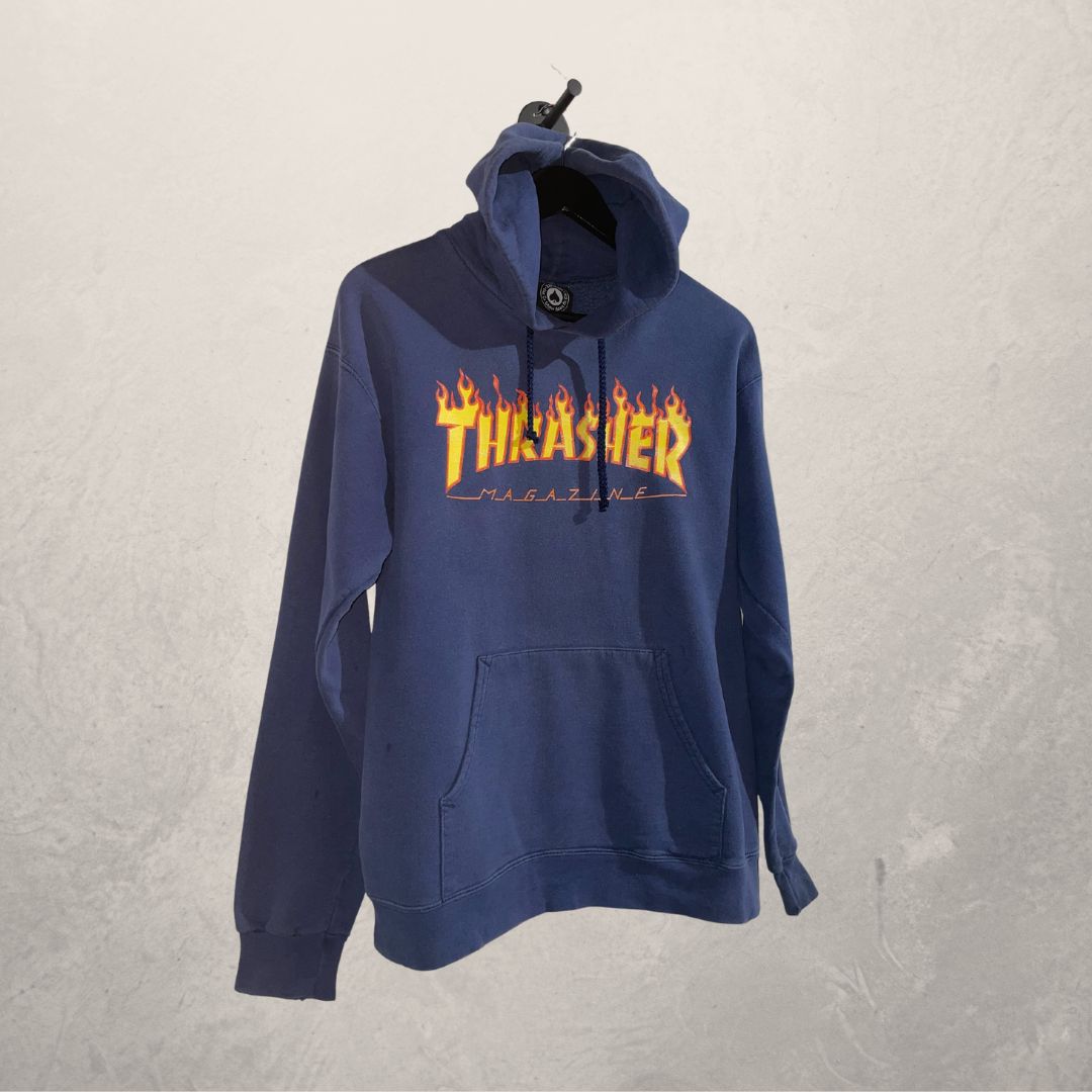 Vintage Thrasher navy flame hoodie S