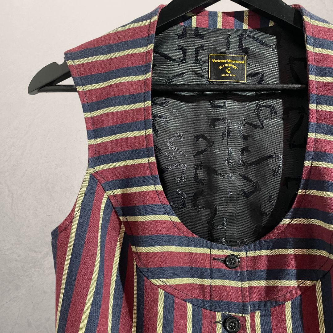 Vintage Vivienne Westwood burgundy stripe coset vest 36