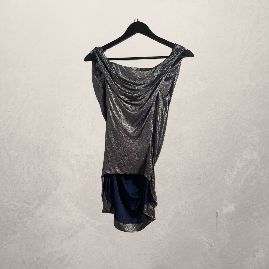 Vintage Vivienne Westwood silver rouched blouse S/M