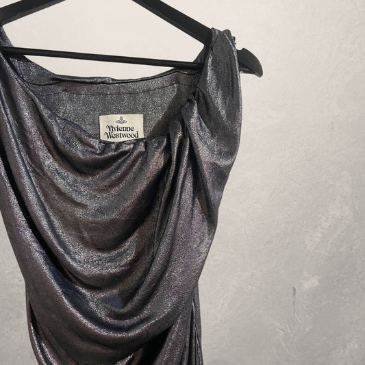 Vintage Vivienne Westwood silver rouched blouse S/M