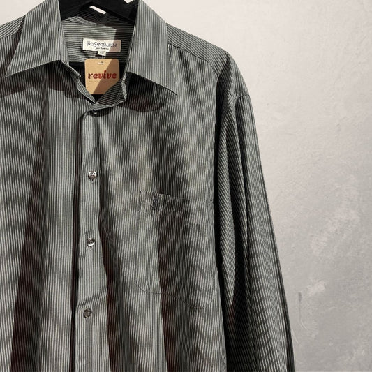 Vintage YSL zwart-wit gestreept shirt L