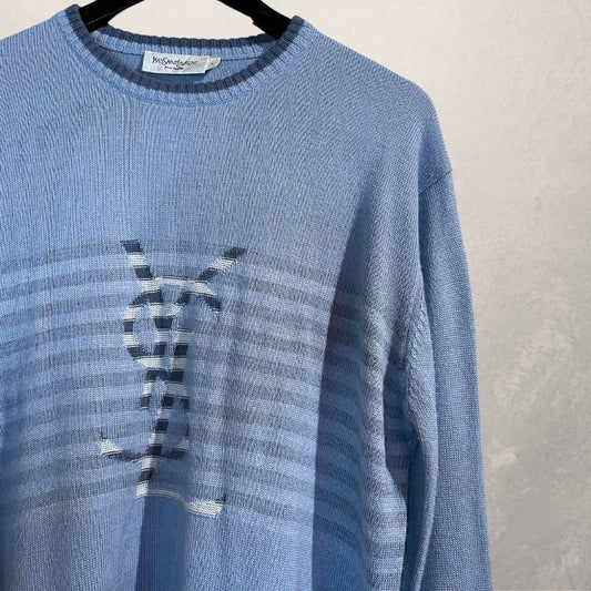 Vintage YSL blue monogram jumper L