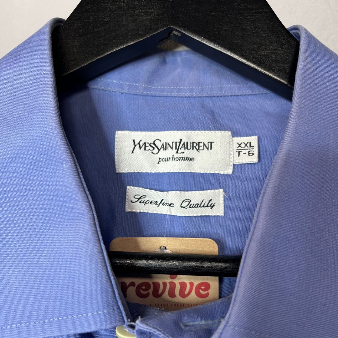 Vintage YSL blauw shirt met korte mouwen XL