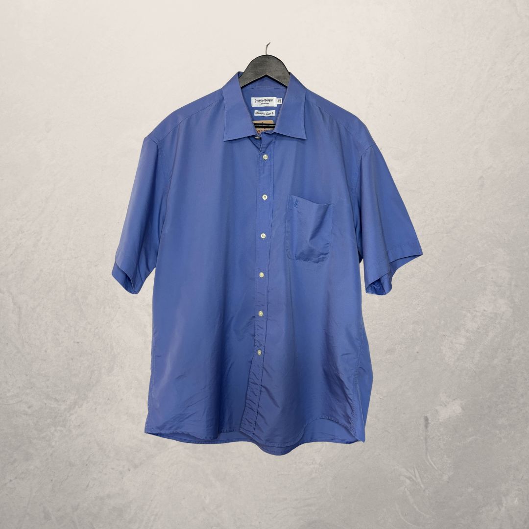 Vintage YSL blauw shirt met korte mouwen XL